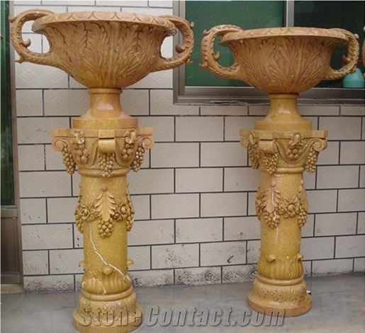 Cheap Beige Travertine Flower Pot & Vases
