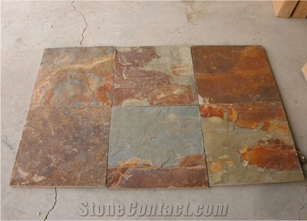 China Rusty Yellow Slate Natural Flooring Tiles