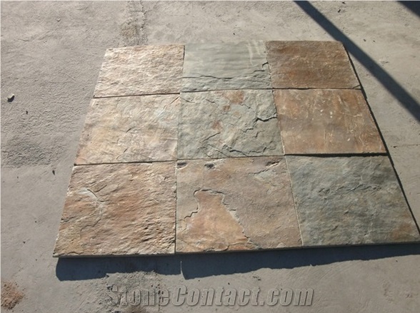 Chinese Cheap Rusty Brown Slate Flooring Tiles