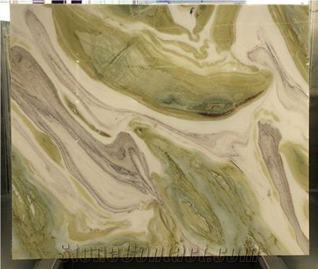 Chinese Ink Painting Green Marble Slabs Tiles