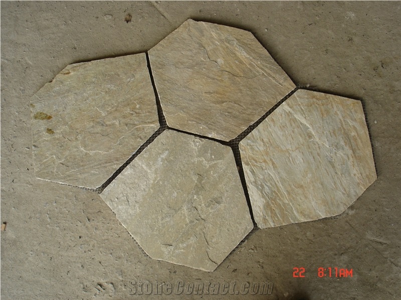 Chinese Red Sandstone Flooring Flagstone Tiles On Mesh