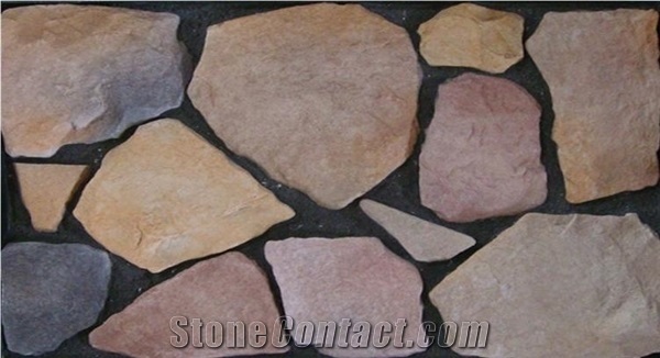Chinese Red Sandstone Flooring Flagstone Tiles On Mesh
