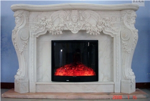 Classical White Marble Fireplace Mantel TV Fireplace