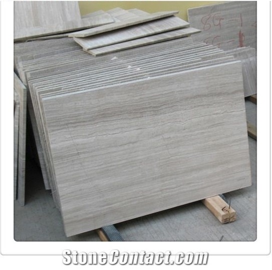 Cross Cut White Wooden Marble Flooring Tiles