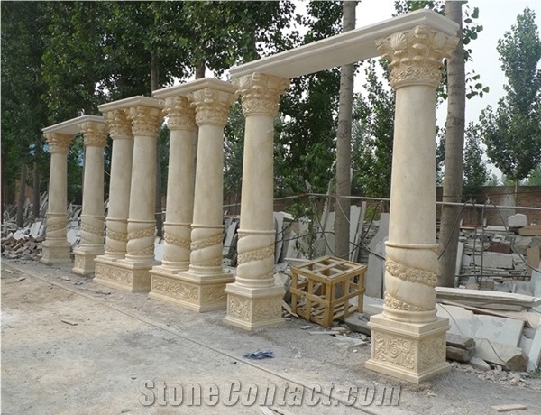 Hand Carving Pure White Marble Stone Roman Columns & Pillars