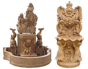 Henan Yellow Limestone Cheap Stone Park Water Fountains