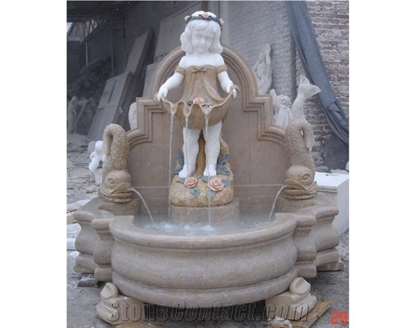 Henan Yellow Limestone Cheap Stone Park Water Fountains