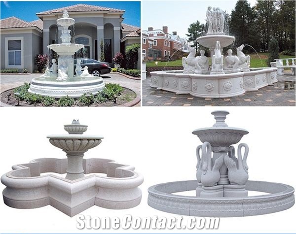Horse Statue White Marble Sculpture Garden Fountain