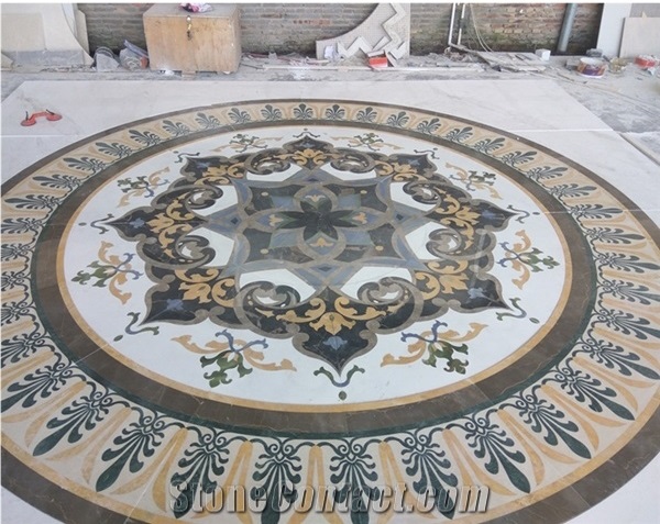 Hotel And Villa Lobby Design Marble Water Jet Medallion