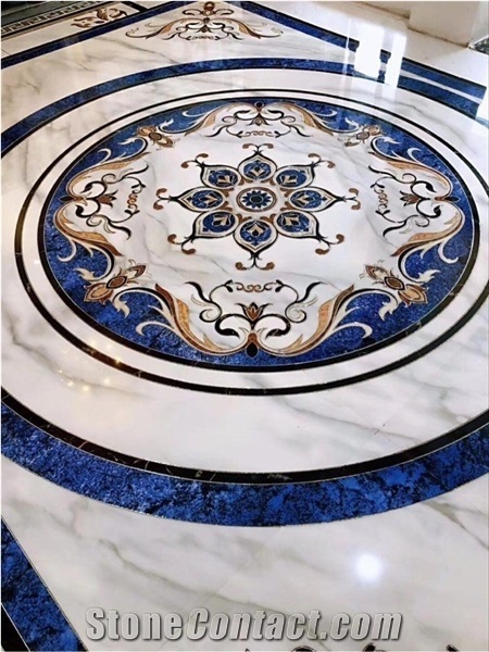 Hotel And Villa Lobby Design Marble Water Jet Medallion