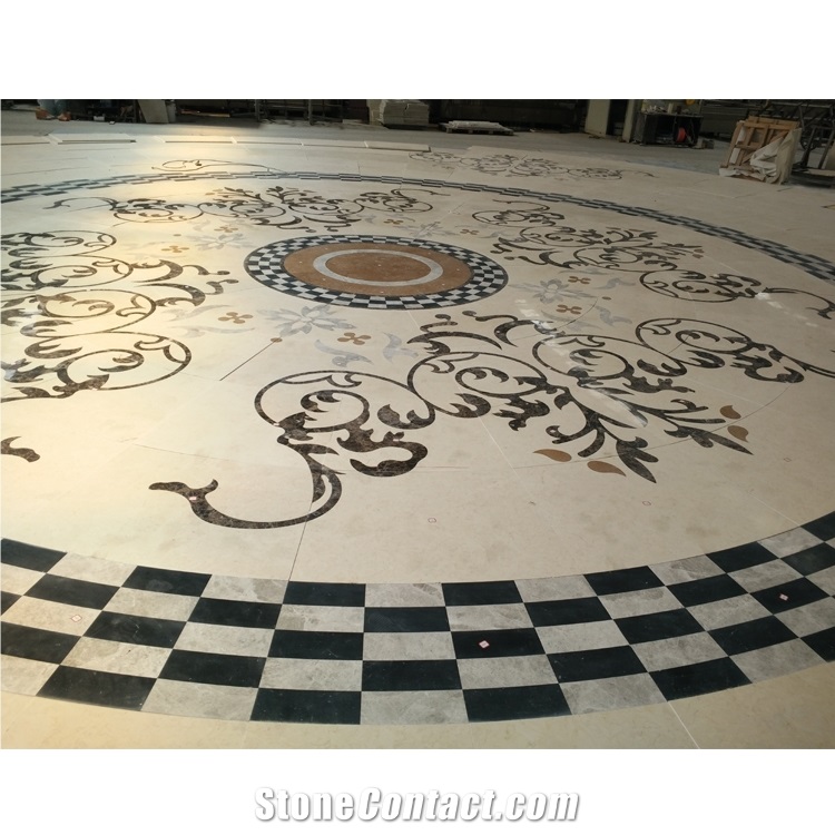 Marble Water Jet Medallion Pattern Hotel Floor Decorative