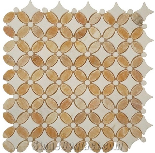 Mixed Color Polished River Pebbles Mosaic Pattern