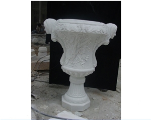 Natural Stone White Marble Garden Flowerpot