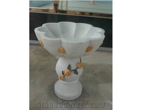Natural Stone White Marble Garden Flowerpot