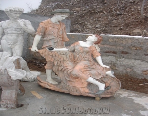 Outdoor White Marble Carving Statues Woman Sculpture