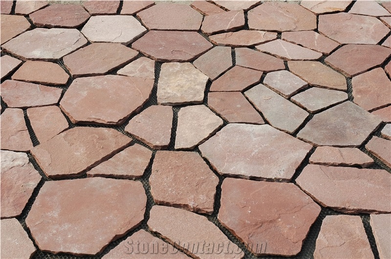 P014 Slate Flagstone Walkway Pavers Flooring Tiles On Mesh