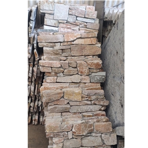 Po14 Yellow Wooden Wall Panel Cement Ledgestone