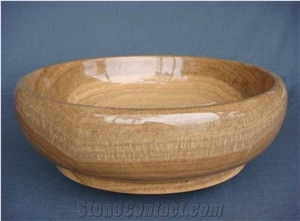 Polished Guizhou Wood Stone Marble Round Sinks & Basin