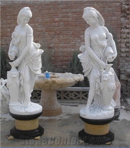 Popular Pure White Marble Polished Human Statues