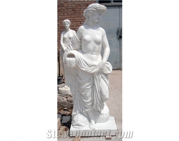 Popular Pure White Marble Polished Human Statues