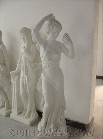 Pure White Marble Elegant Women Statue Sculptures