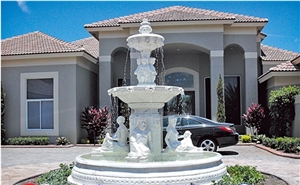 Pure White Marble Hand Carving Garden Fountain