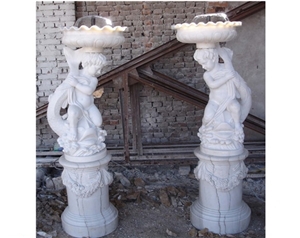 Pure White Marble Handcraft Carving Modern Garden Fountains