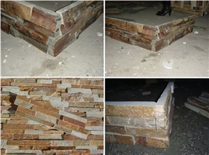 Rough P014 Yellow Natural Slate Stone Veneer Stacked Stone