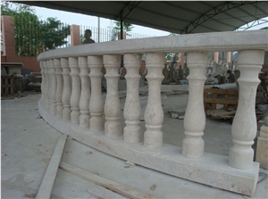 Straight Hunan Pure White Marble Handcraft Staircase Rails