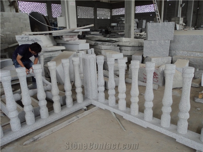 Straight Hunan Pure White Marble Handcraft Staircase Rails