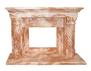 Sunset Red Polished Carving Sculptured Fireplace