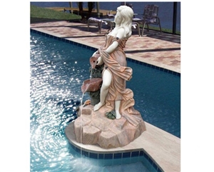 Three Cute Angel Children Statue Fountains Carving Stone