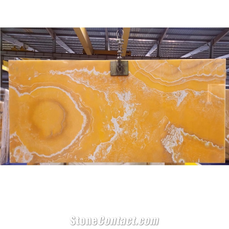 Translucent Yellow Onyx Backlit Slabs Wall Panel