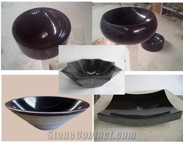 Various Cheap Natural Black Marble Sinks, Wash Bowls