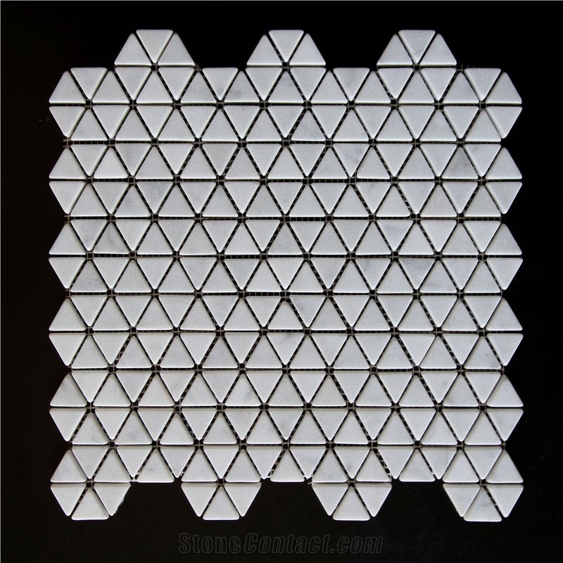Wave Shaped White Marble Mosaic Tiles, Stone Art