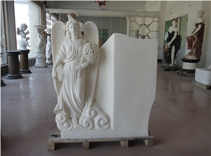 White Marble Angel Carved Monuments,Headstones