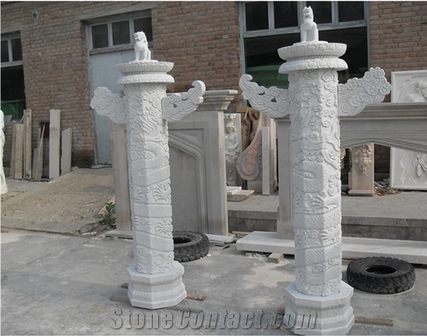 White Marble Column,Interior Polished Carved Pillars