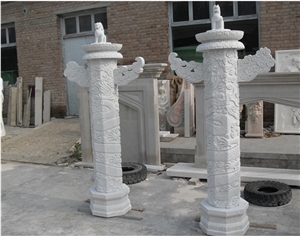 White Marble Column,Interior Polished Carved Pillars
