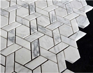 White Marble Mosaic 1X2 Basketweave With Black