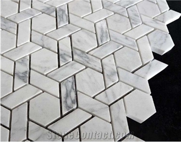White Marble Mosaic Tiles And Wall Panel