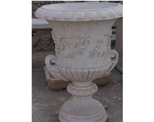 White Marble Round Planter Pots,Flower Stand Pots