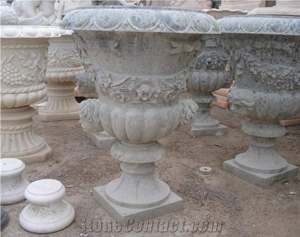 White Marble Statue Flower Stand & Planters