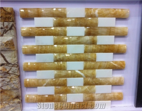 Yellow Honey Onyx Mosaics Wall Cladding Panel