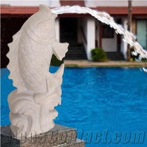 Yellow Limestone Human Statue Fountains & Water Features