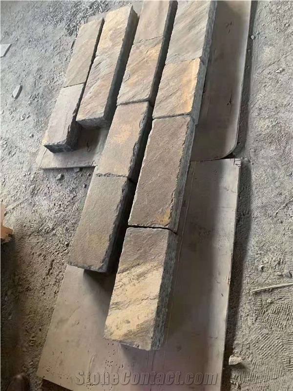 Z Shaped Hebei Rust Slate Culture Stone Panel