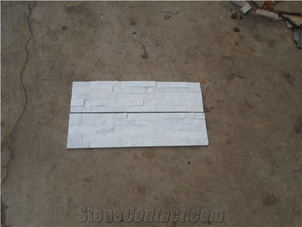 Z-Shaped Pure White Quartzite Stacked Stone Veneer