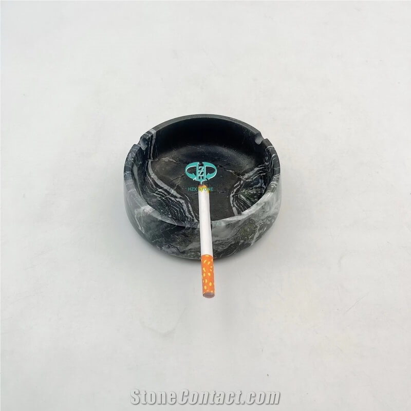 Black Wooden Marble Ashtray For Office Home Decor