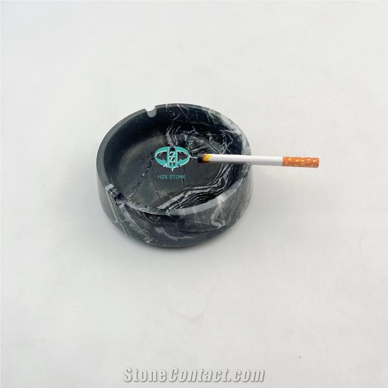 Black Wooden Marble Ashtray For Office Home Decor
