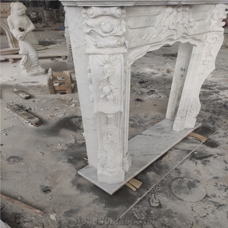 White Marble Fireplace For House Home Decoration