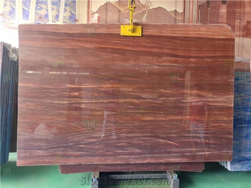 China Red Wood Grain Marble Interior Walling And Flooring